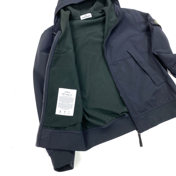 Stone Island Black Fleece Lined Hooded Soft Shell R Jacket