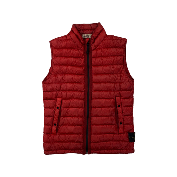 Stone Island Red Garment Dyed Down Filled Vest