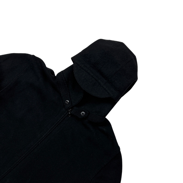 Stone Island 2010 Black Wool Zipped Hooded Jumper - 3XL