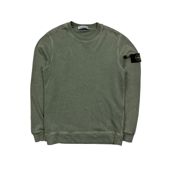 Stone Island Pastel Green Cotton Crewneck Sweatshirt - Small