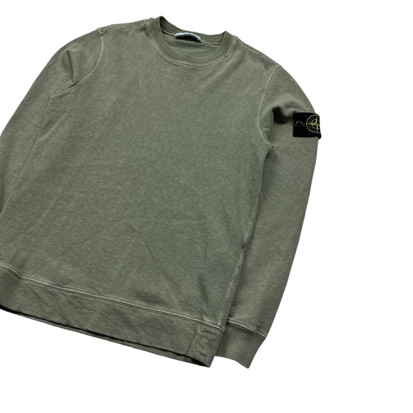 Stone Island Pastel Green Cotton Crewneck Sweatshirt - Small