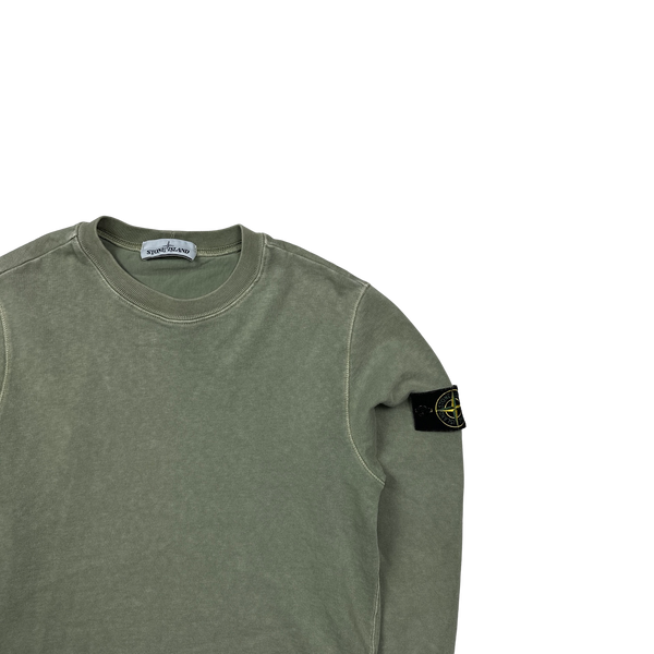 Stone Island Pastel Green Cotton Crewneck Sweatshirt - Small