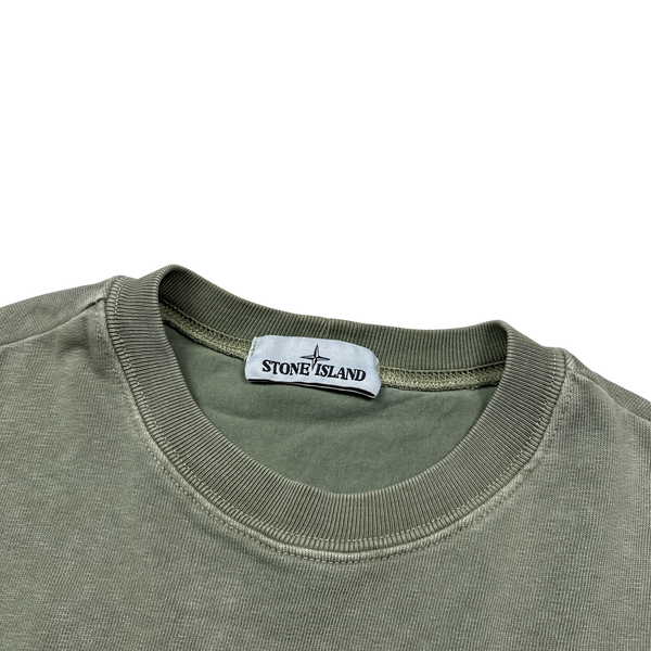 Stone Island Pastel Green Cotton Crewneck Sweatshirt - Small