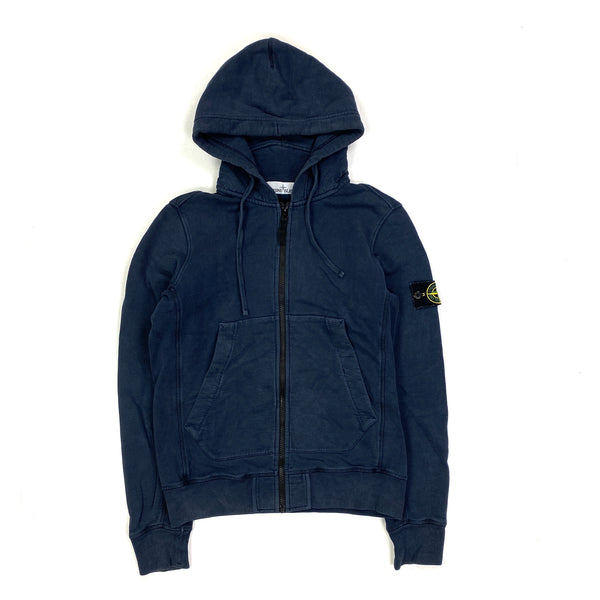 Stone Island Navy Zipped Cotton Hoodie