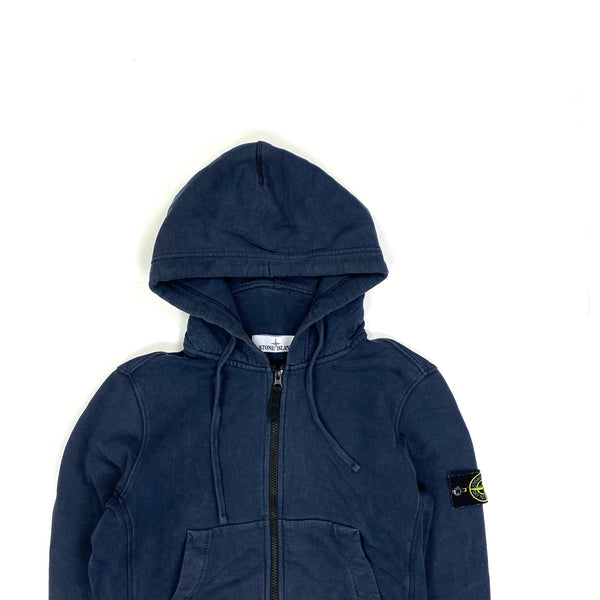 Stone Island Navy Zipped Cotton Hoodie