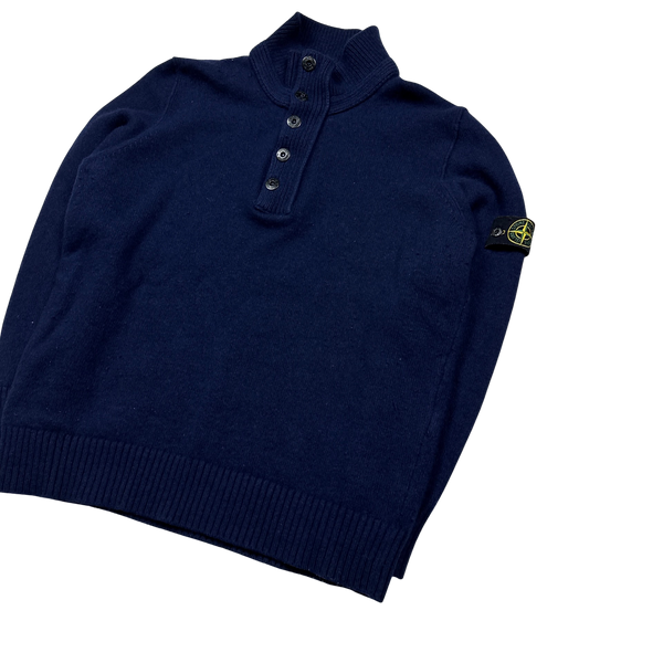 Stone Island 2017 Blue High Neck Knitted Jumper