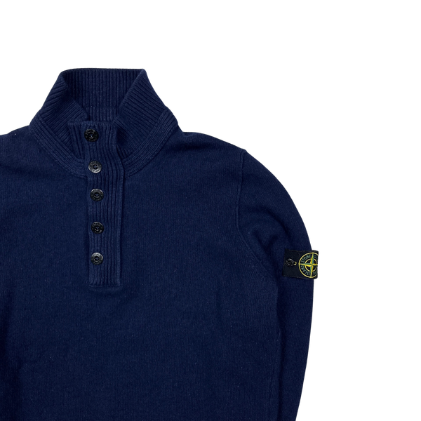 Stone Island 2017 Blue High Neck Knitted Jumper