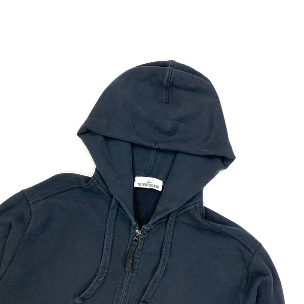 Stone Island Black Cotton Zipped Hoodie