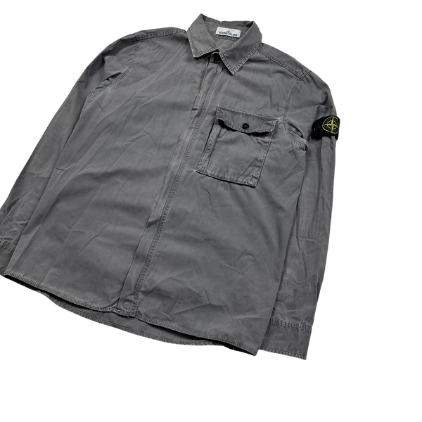 Stone Island 2017 Grey Garment Dyed Cotton Overshirt - Large