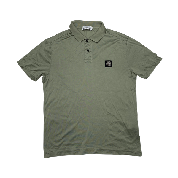 Stone Island Sage Green Stretch Cotton Slim Fit Polo