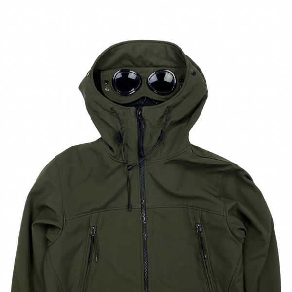CP Company Green Khaki Soft Shell Goggle Jacket
