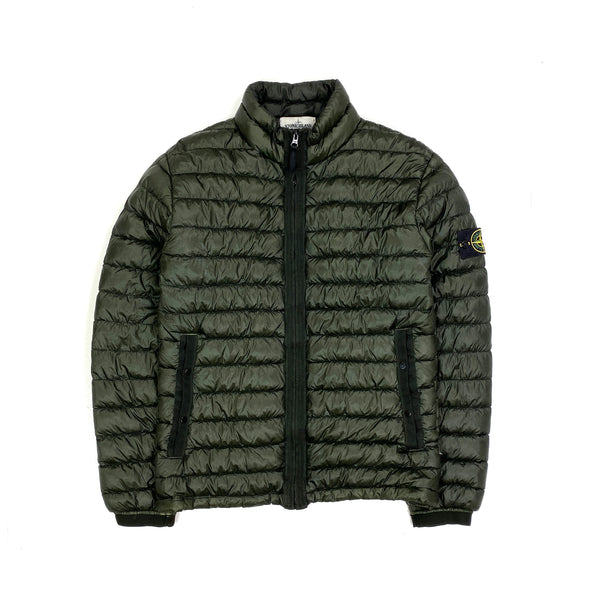 Stone Island Khaki Green Garment Dyed Down Puffer Jacket