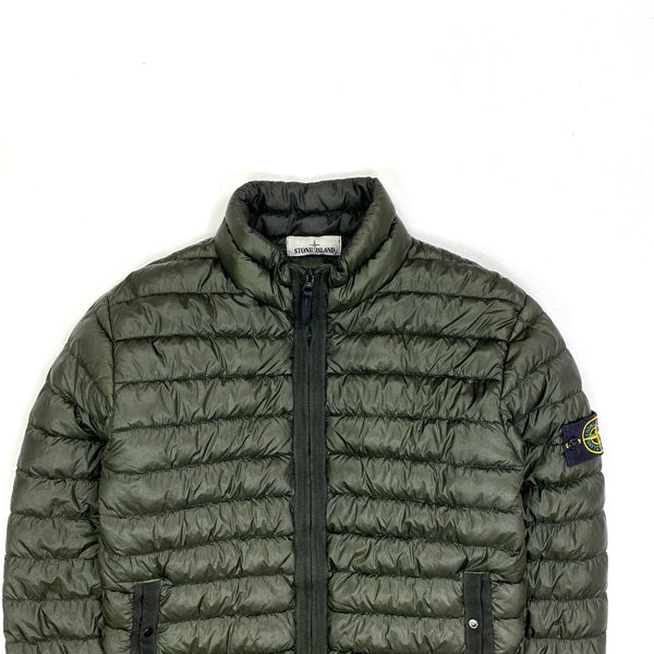 Stone Island Khaki Green Garment Dyed Down Puffer Jacket