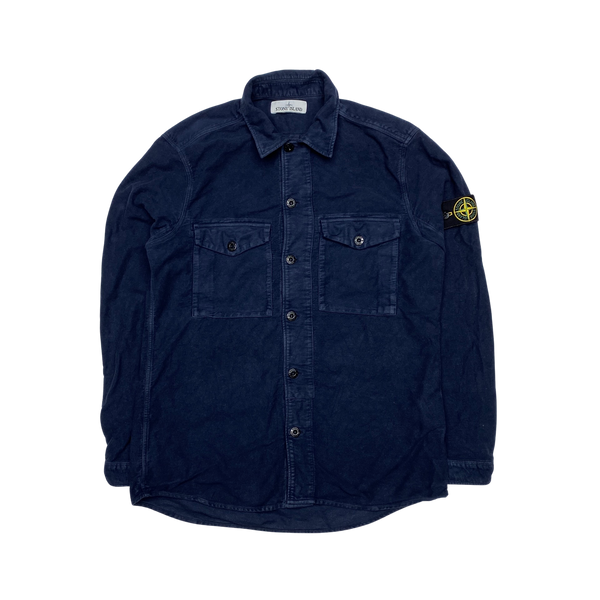Stone Island 2017 Navy Thick Brushed Cotton Overshirt