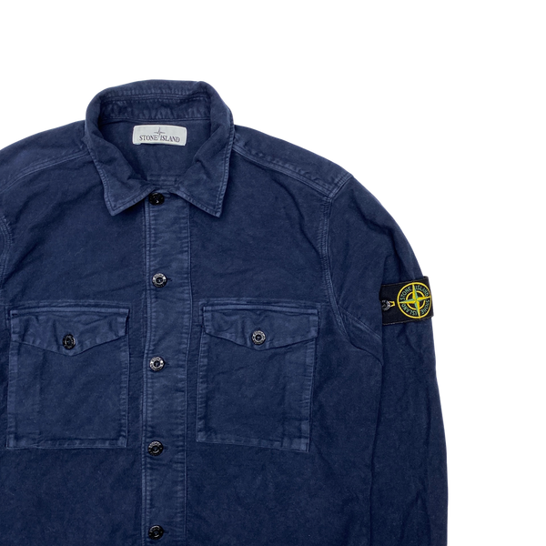 Stone Island 2017 Navy Thick Brushed Cotton Overshirt