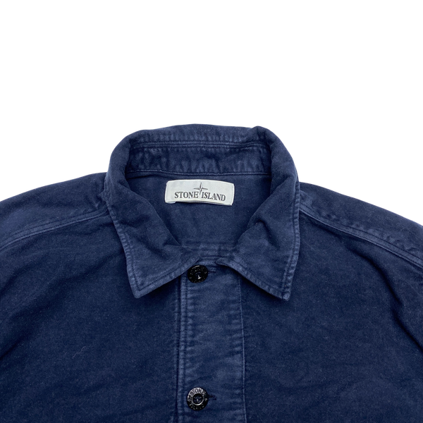 Stone Island 2017 Navy Thick Brushed Cotton Overshirt