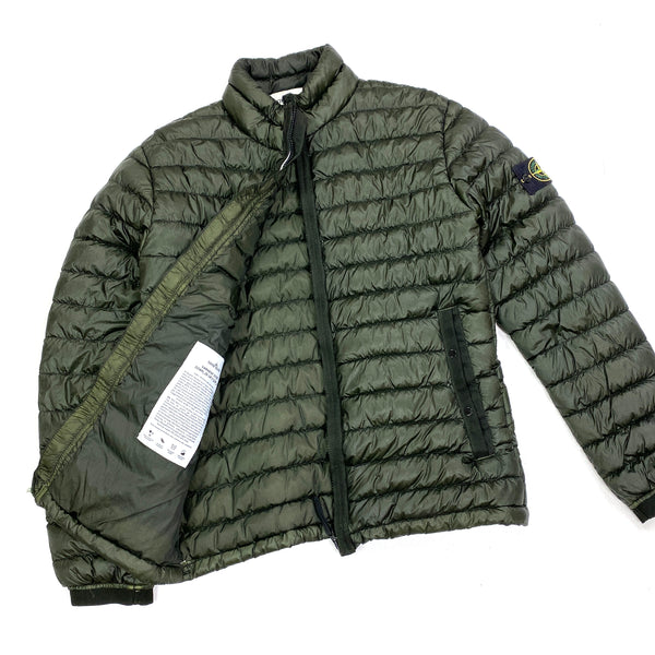 Stone Island Khaki Green Garment Dyed Down Puffer Jacket