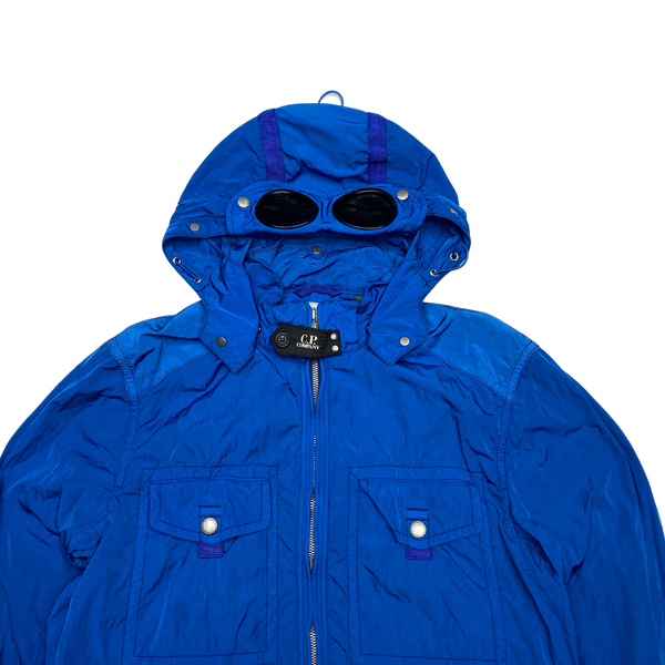 CP Company Chrome Shimmer Goggle Multi Pocket Blue Jacket