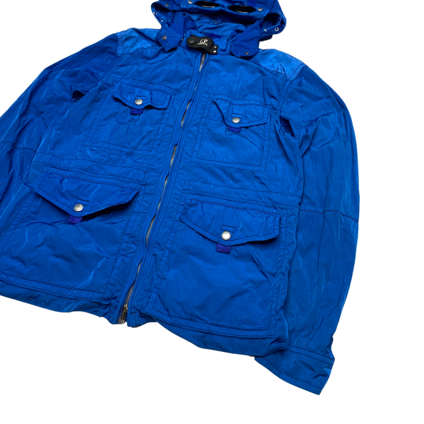 CP Company Chrome Shimmer Goggle Multi Pocket Blue Jacket
