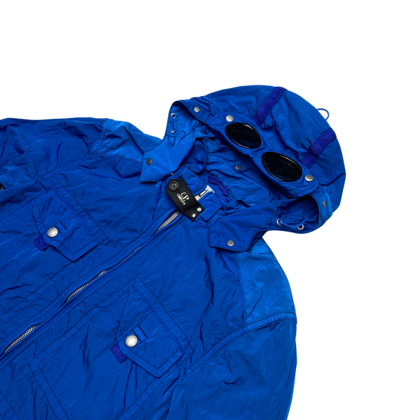 CP Company Chrome Shimmer Goggle Multi Pocket Blue Jacket