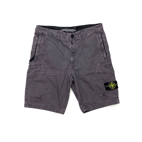 Stone Island Grey Cotton Cargo Shorts