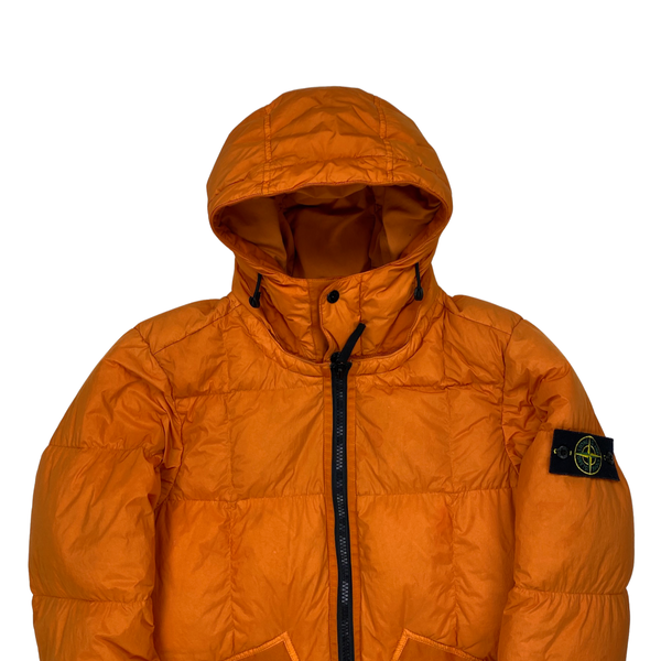 Stone Island Orange Down Garment Dyed Crinkle Reps Puffer Jacket