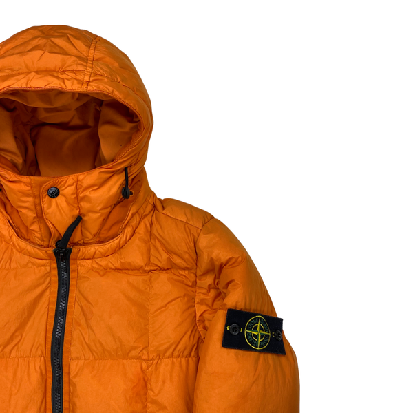 Stone Island Orange Down Garment Dyed Crinkle Reps Puffer Jacket