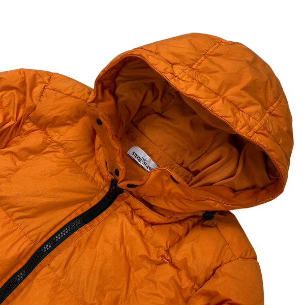 Stone Island Orange Down Garment Dyed Crinkle Reps Puffer Jacket