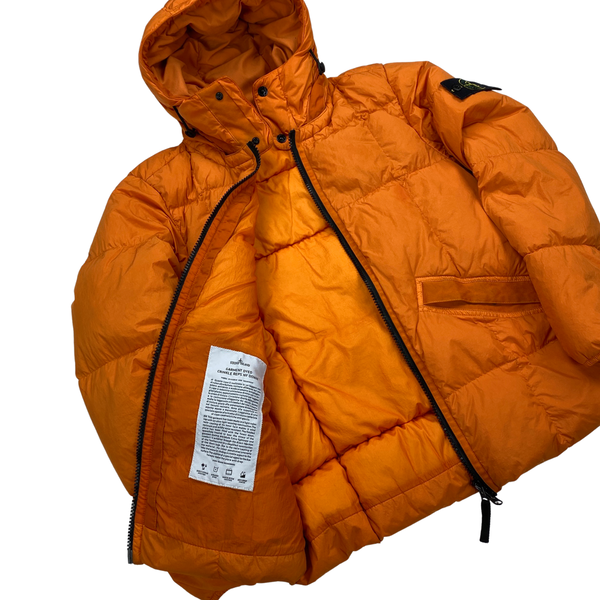 Stone Island Orange Down Garment Dyed Crinkle Reps Puffer Jacket