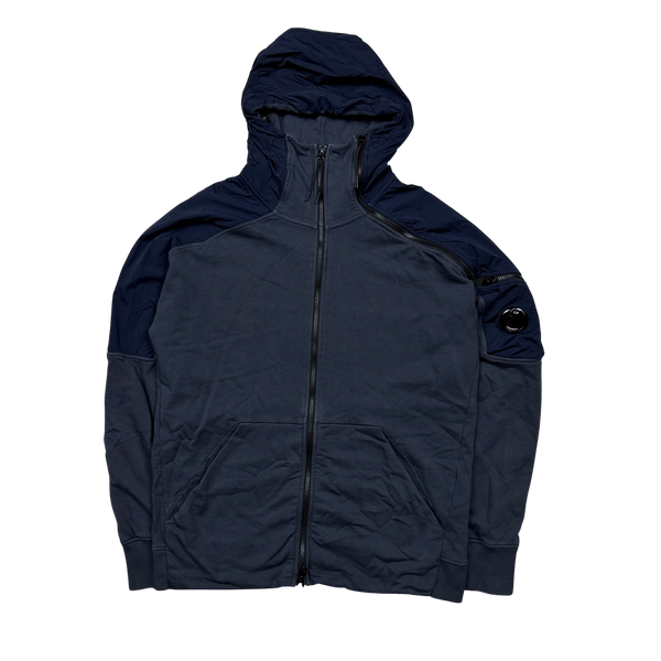 CP Company Navy Two Tone Hoodie - Large