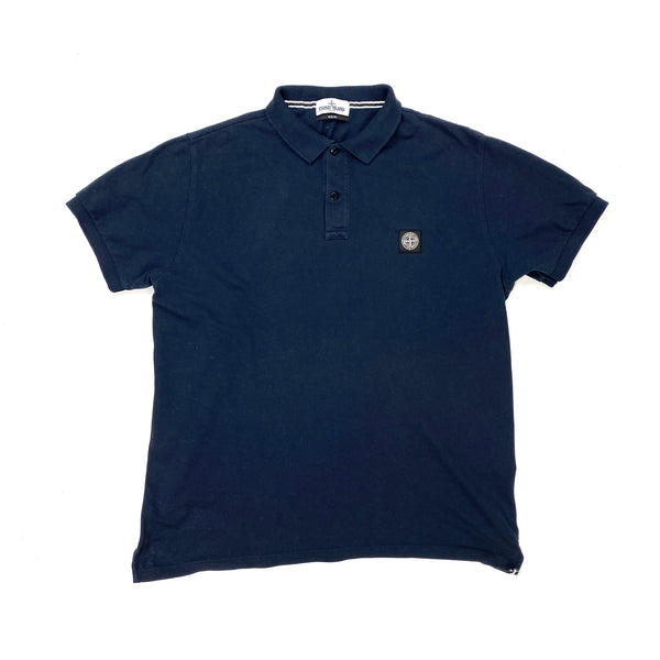 Stone Island Navy Cotton Short Sleeved Polo