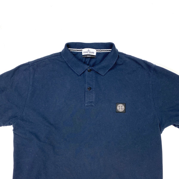 Stone Island Navy Cotton Short Sleeved Polo