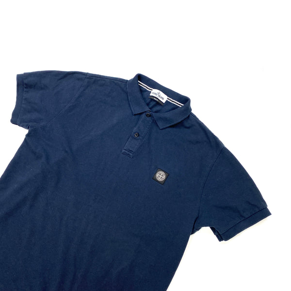 Stone Island Navy Cotton Short Sleeved Polo
