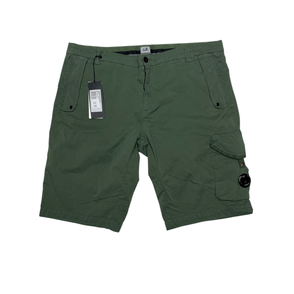 CP Company Green Cotton Lens Viewer Cargo Shorts