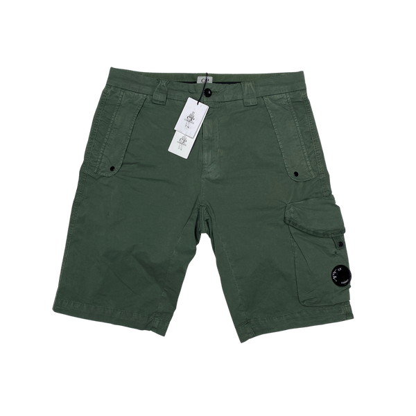 CP Company Green Cargo Cotton Lens Viewer Shorts