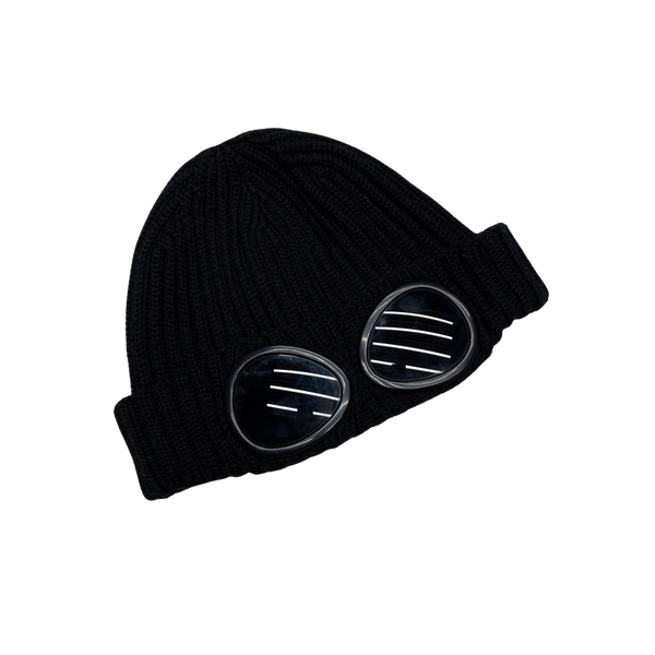 CP Company Black Merino Wool Goggle Beanie