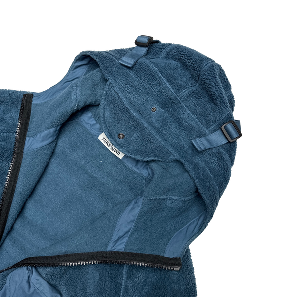 Stone Island 2021 Blue Teddy Fleece Zipped Jacket