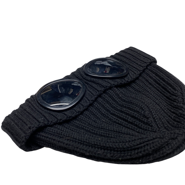 CP Company Black Merino Wool Goggle Beanie