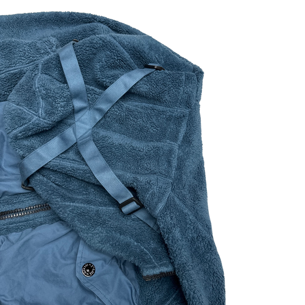Stone Island 2021 Blue Teddy Fleece Zipped Jacket