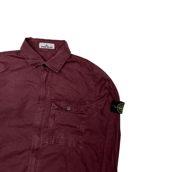 Stone Island 2017 Maroon Garment Dyed Cotton Overshirt Mat s Island
