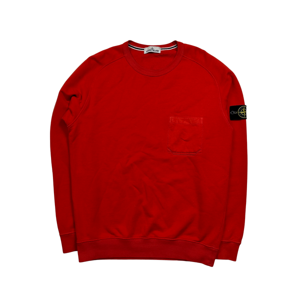 Stone Island 2015 Red Cotton Chest Pocket Sweatshirt - XL