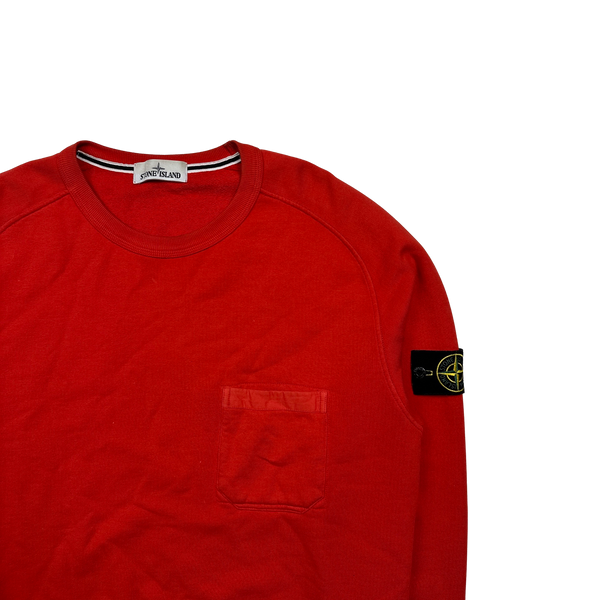 Stone Island 2015 Red Cotton Chest Pocket Sweatshirt - XL