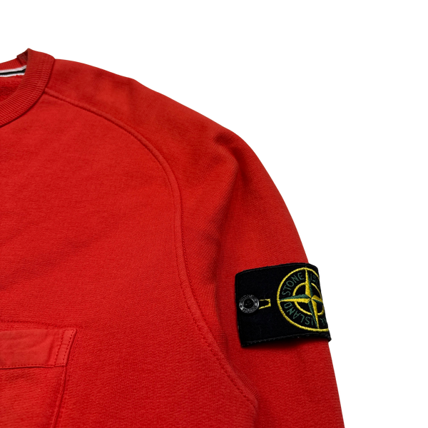 Stone Island 2015 Red Cotton Chest Pocket Sweatshirt - XL