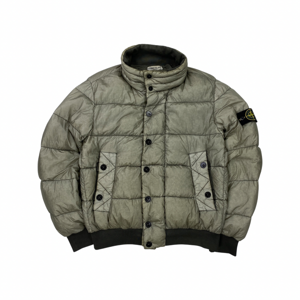 Stone Island Light Grey Garment Dyed Puffer Jacket