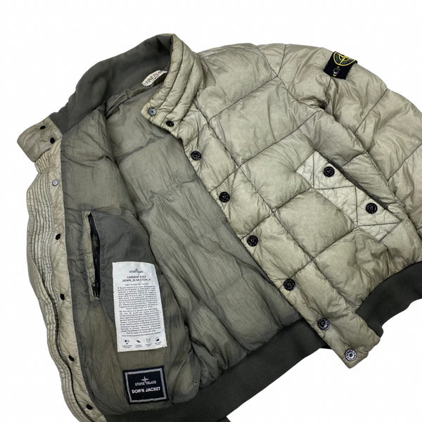 Stone Island Light Grey Garment Dyed Puffer Jacket