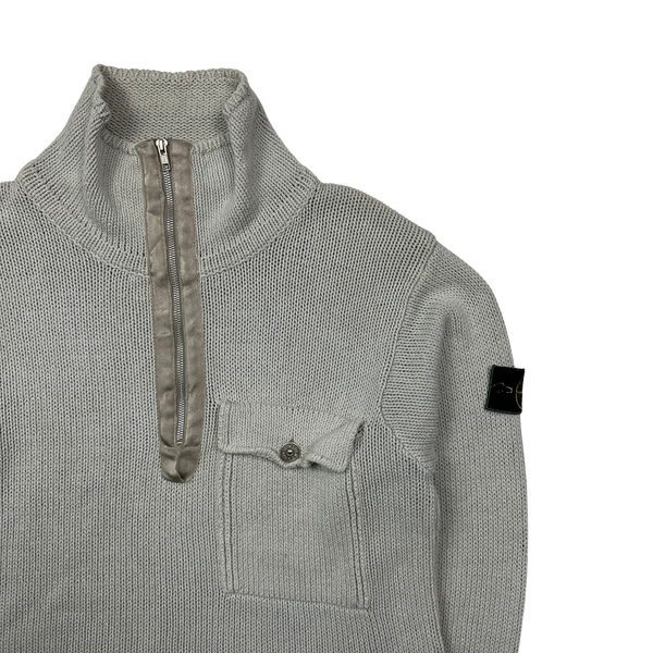 Stone Island Vintage Thick Knitted Quarter Zipped Pullover - Large