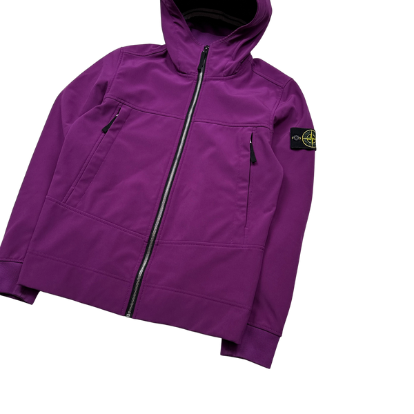 Stone Island Purple Soft Shell E Dye Hooded Jacket - Small