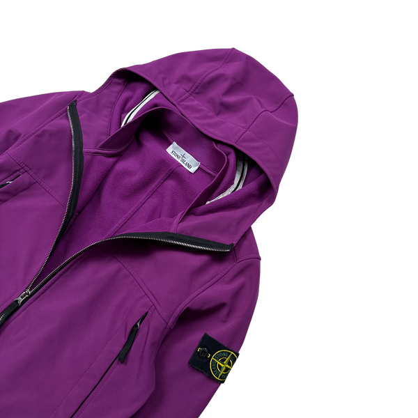 Stone Island Purple Soft Shell E Dye Hooded Jacket - Small