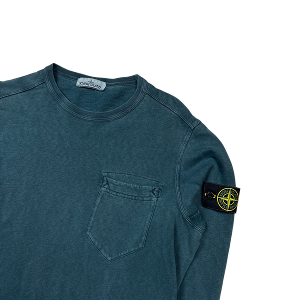 Stone Island 2018 Petrol Blue Cotton Crewneck Sweatshirt Large Mat s Island