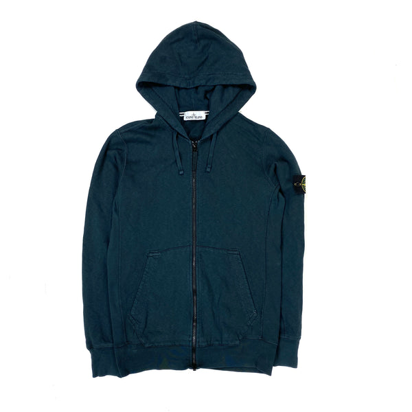 Stone Island Navy Cotton Zipped Hoodie